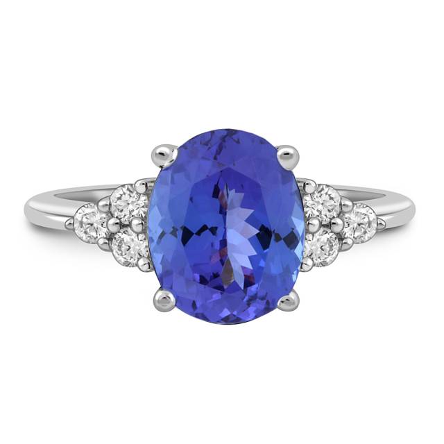 Кольцо из белого золота с бриллиантами и танзанитом (047247)