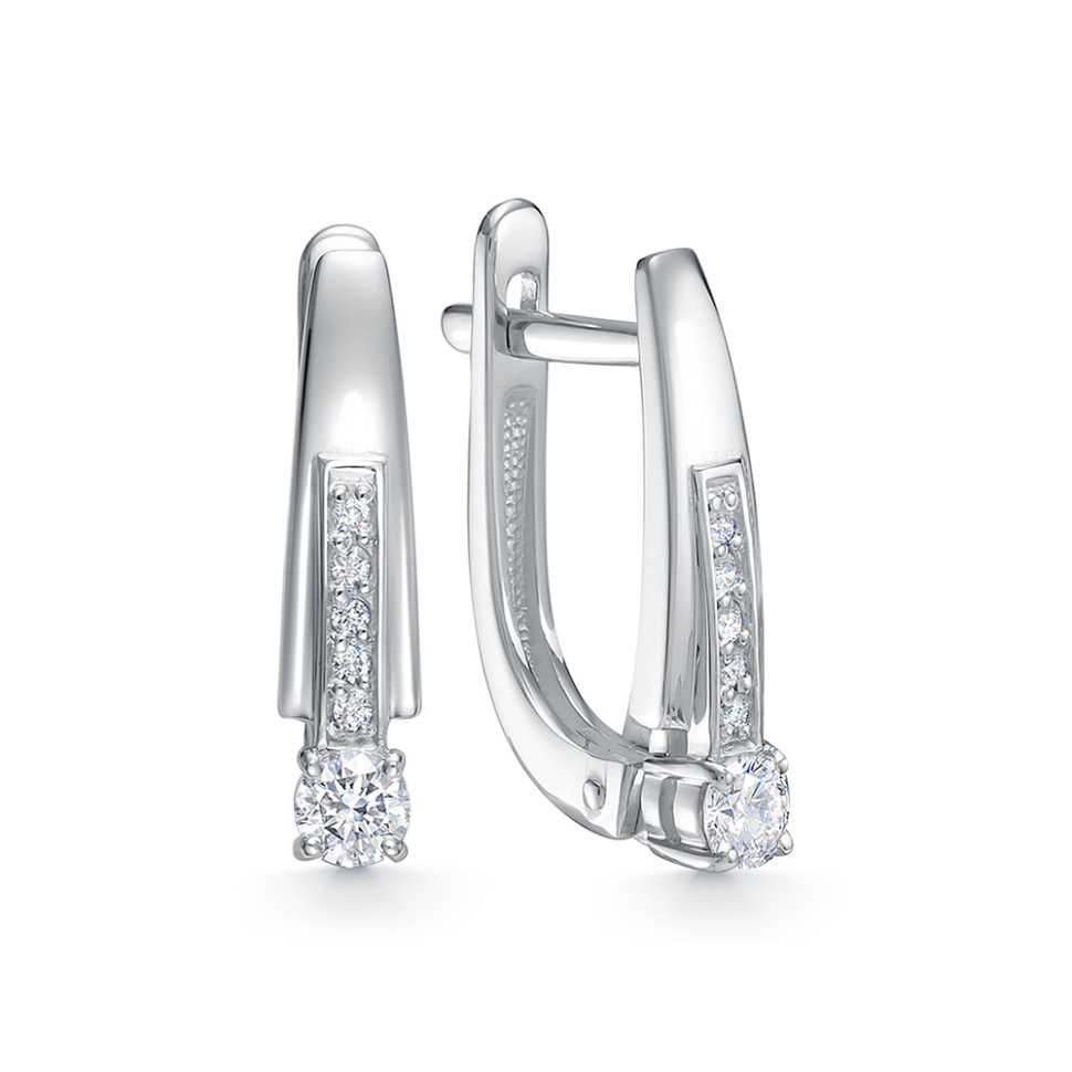 Серьги из белого золота с бриллиантами (061100)