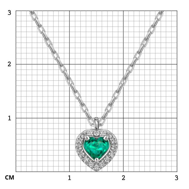 Колье из белого золота с изумрудом "Сердце" (058504)