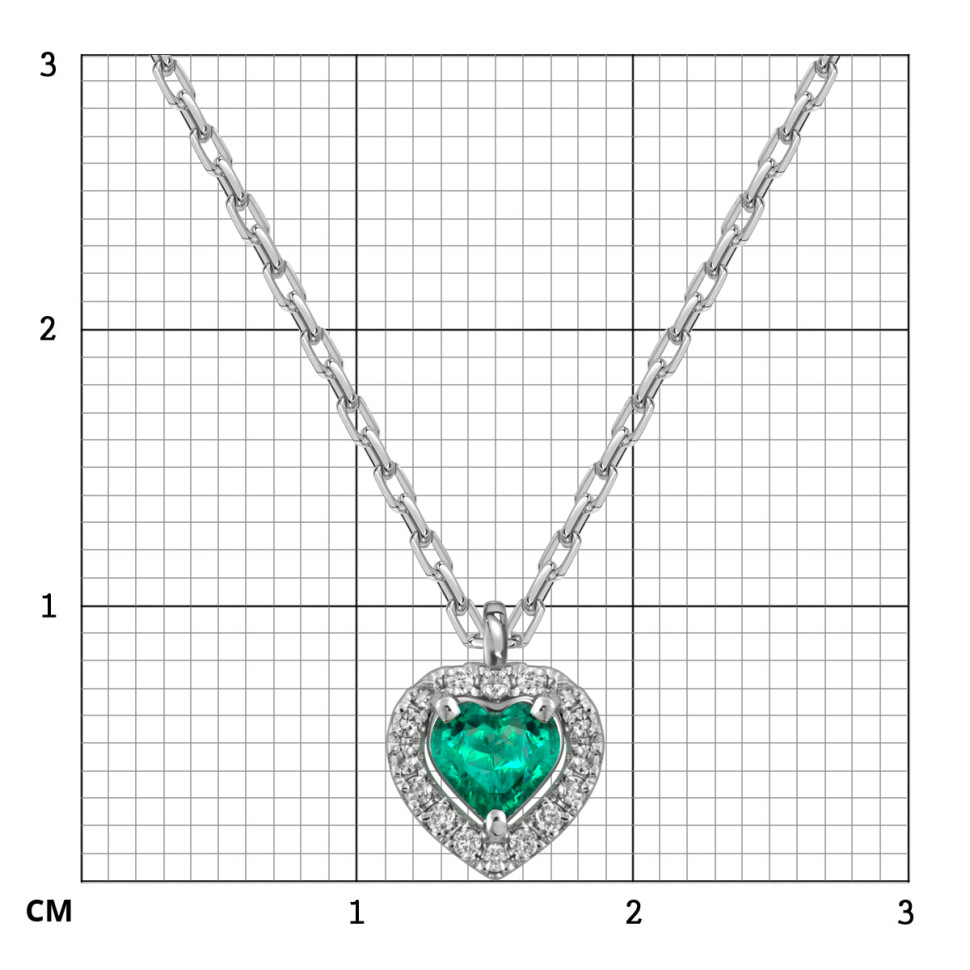 Колье из белого золота с бриллиантами и изумрудом 