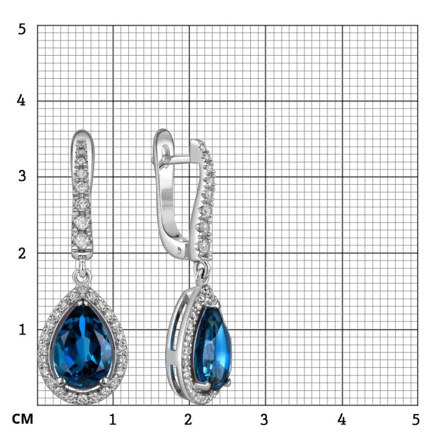Серьги из белого золота с бриллиантами и топазами (060180)