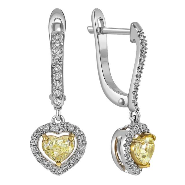 Серьги из белого золота с бриллиантами "Сердце" (060843)