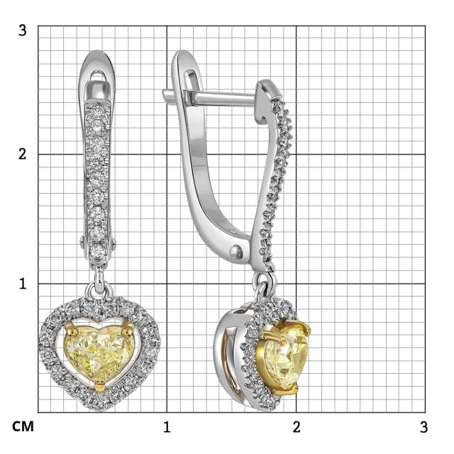 Серьги из белого золота с бриллиантами "Сердце" (060843)