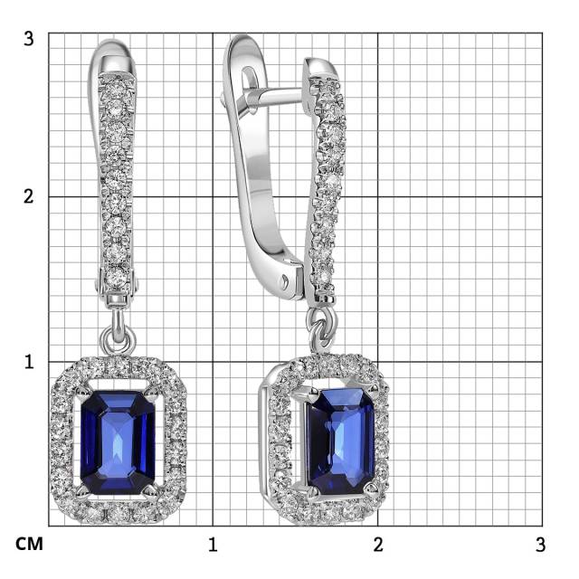 Серьги из белого золота с бриллиантами и сапфирами (061628)