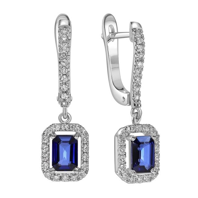 Серьги из белого золота с бриллиантами и сапфирами (061628)