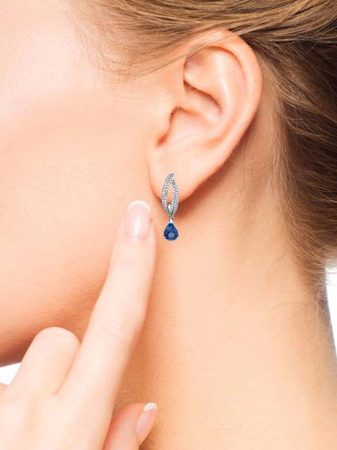 Серьги из белого золота с бриллиантами и сапфирами (023457)