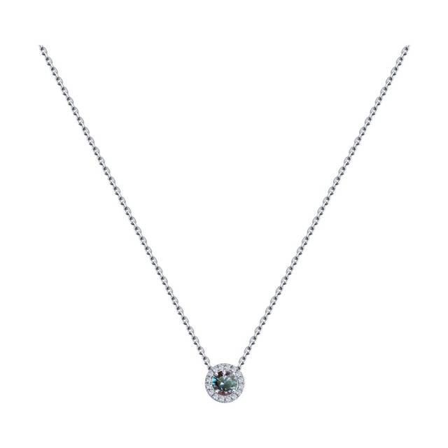 Колье из белого золота с бриллиантами и александритом (047410)