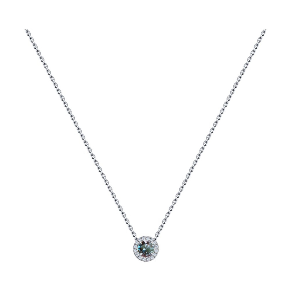 Колье из белого золота с бриллиантами и александритом (047410)