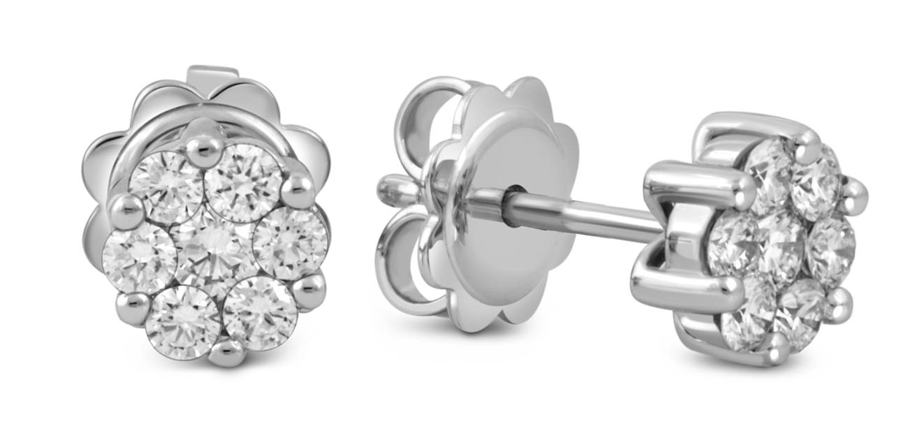Серьги пусеты из белого золота с бриллиантами "Crivelli" (048943)