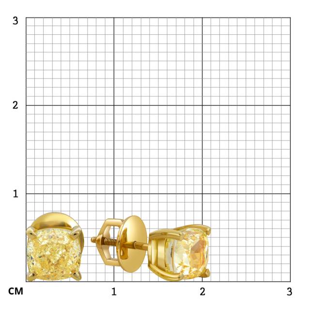 Серьги пусеты из жёлтого золота с бриллиантами (052653)