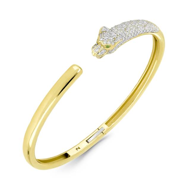 Браслет из жёлтого золота с бриллиантами и изумрудами (061753)