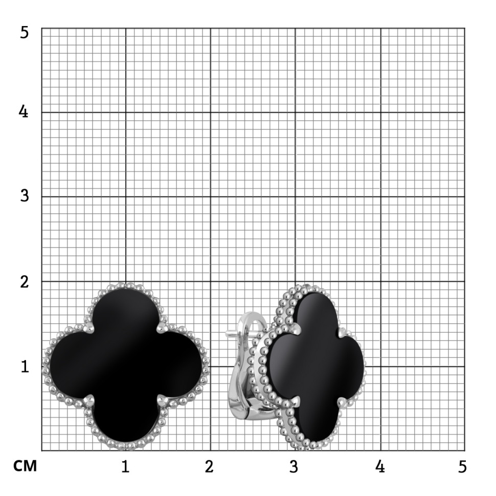 Серьги из белого золота с ониксом (049517)