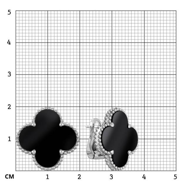 Серьги из белого золота с ониксом (049517)