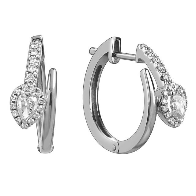 Серьги конго из белого золота с бриллиантами (060543)