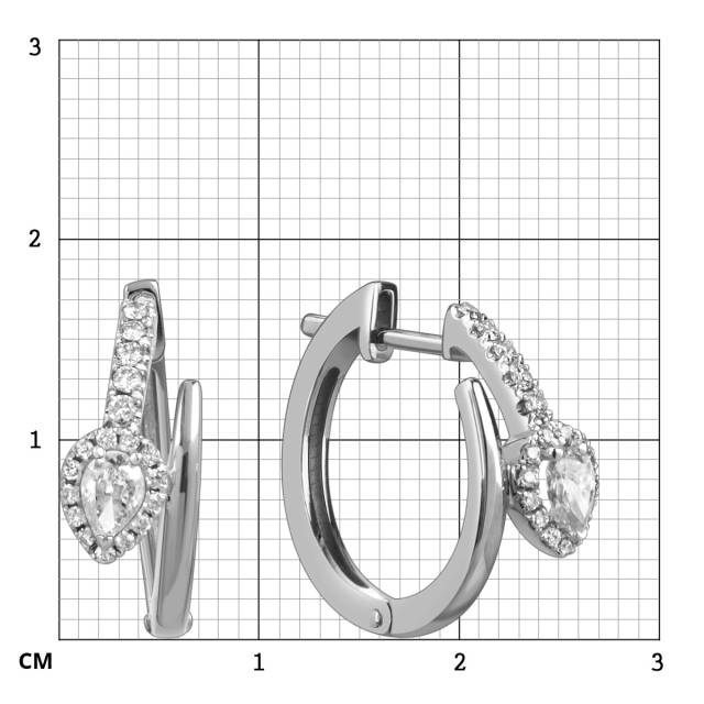 Серьги конго из белого золота с бриллиантами (060543)
