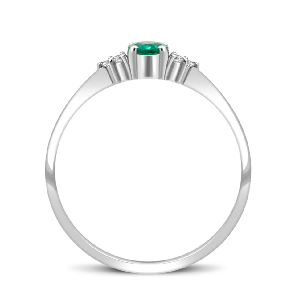 Кольцо из белого золота с бриллиантами и изумрудом (031892)