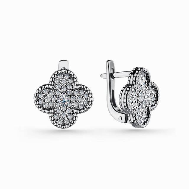 Серьги из белого золота с бриллиантами (060973)