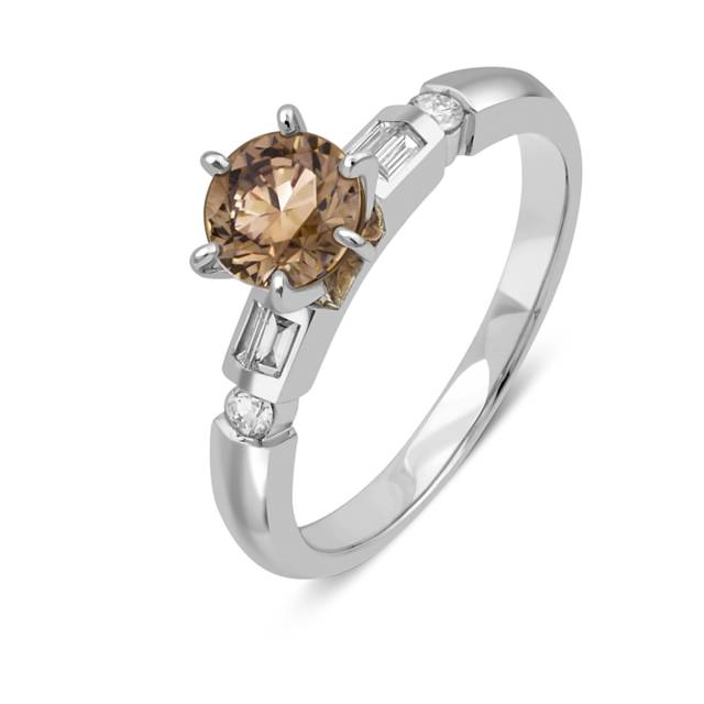 Помолвочное кольцо из белого золота с бриллиантами (048165)