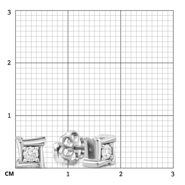 Серьги пусеты из платины с бриллиантами (048367)