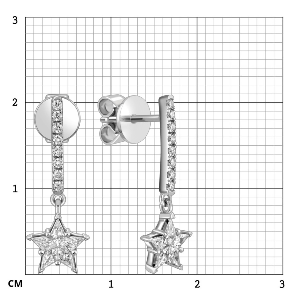 Серьги пусеты из белого золота с бриллиантами (057830)