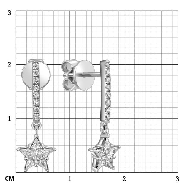 Серьги пусеты из белого золота с бриллиантами (057830)