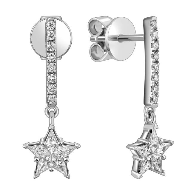 Серьги пусеты из белого золота с бриллиантами (057830)