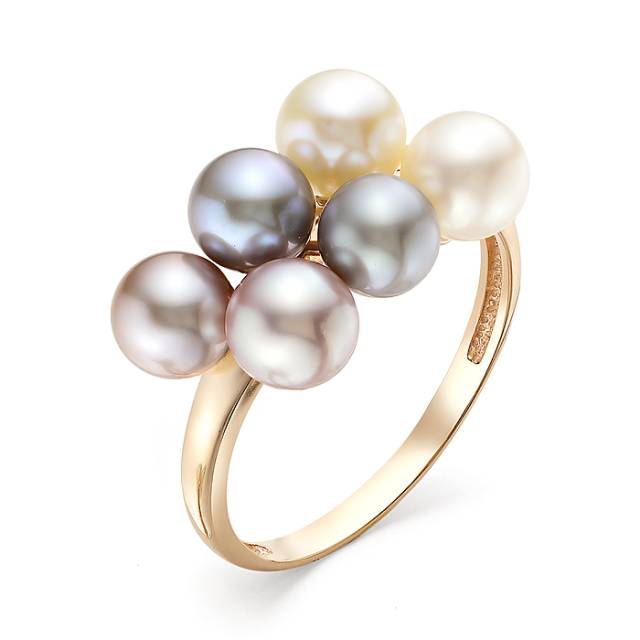 Кольцо из красного золота с жемчугом (041522)