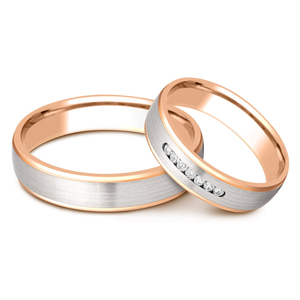 Обручальное кольцо из комбинированного золота с бриллиантами (002325)