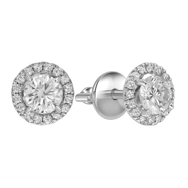 Серьги пусеты из белого золота с бриллиантами (056128)