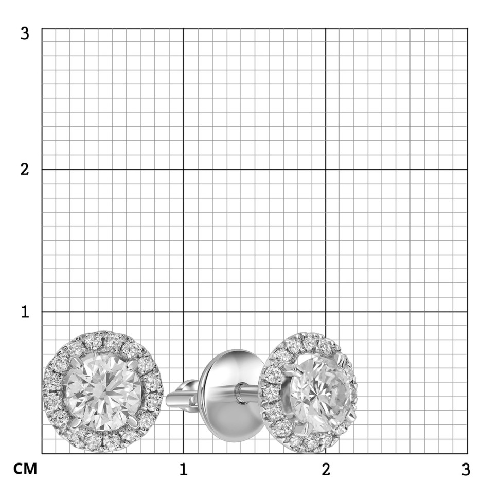 Серьги пусеты из белого золота с бриллиантами (056128)