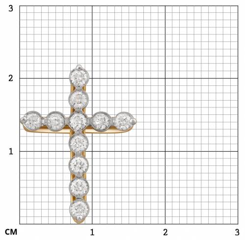 Кулон крест из комбинированного золота с бриллиантами