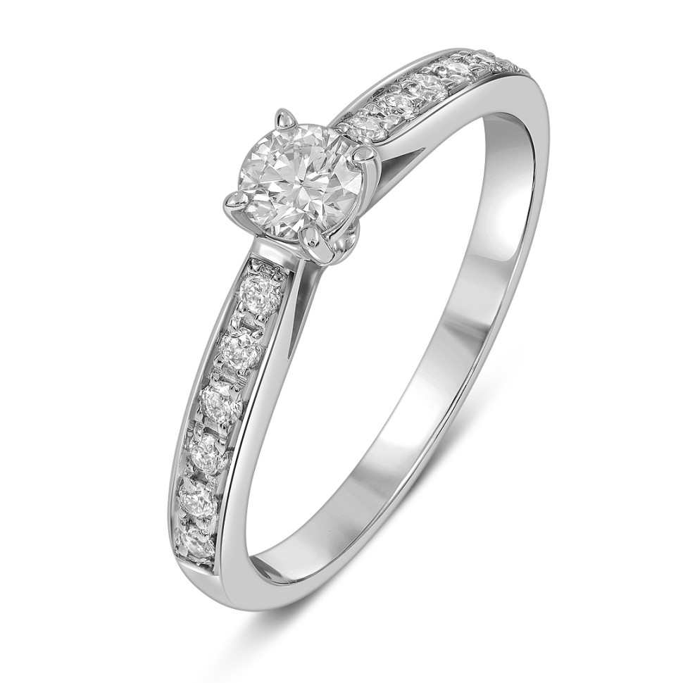 Помолвочное кольцо из платины с бриллиантами (049002)