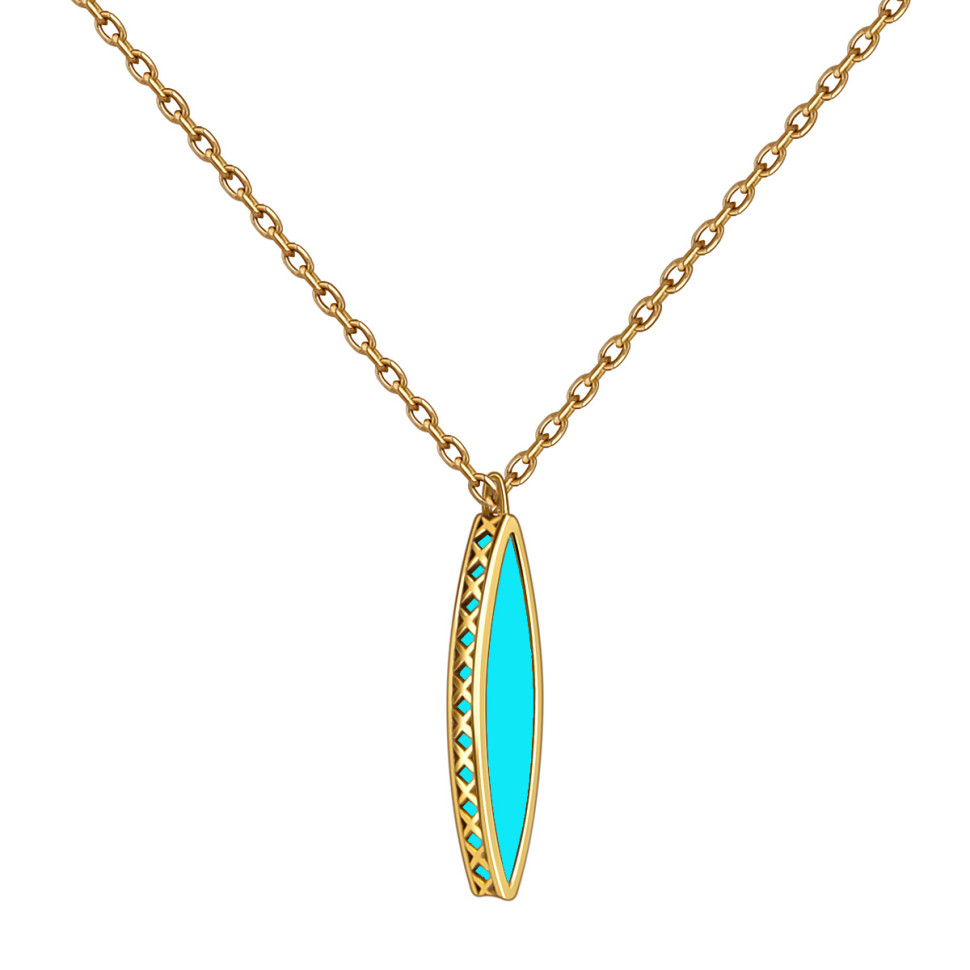 Колье из жёлтого золота с бирюзой (057889)