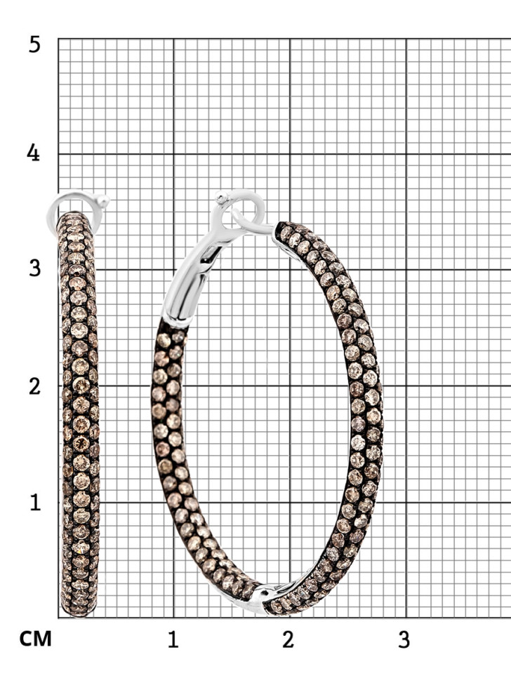 Серьги конго из белого золота с коричневыми бриллиантами (001362)