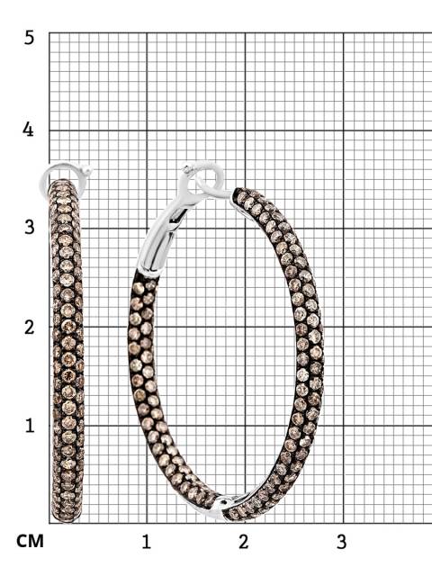 Серьги конго из белого золота с коричневыми бриллиантами (001362)