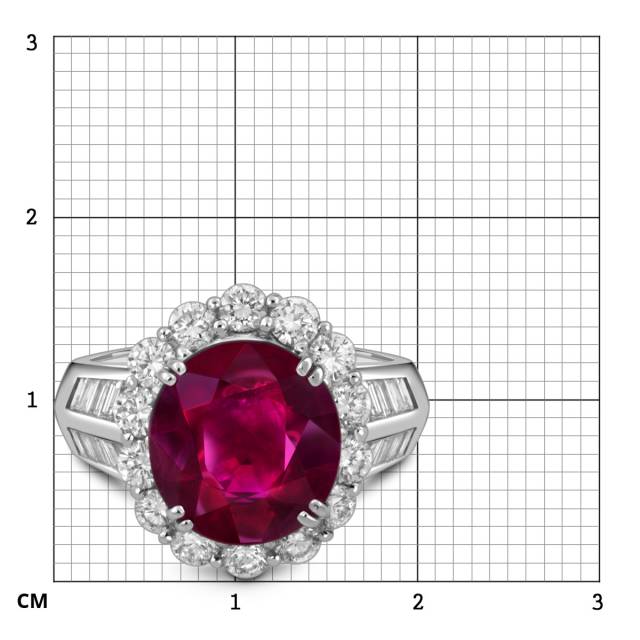 Кольцо из платины с бриллиантами и рубином (054965)